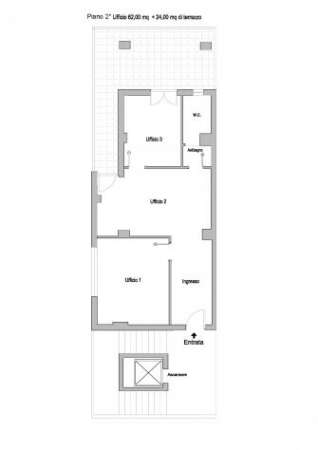 Foto 2 Piano Ufficio di 62,00 mq + terrazzo esclusivo di 24,00 mq  � 500,00