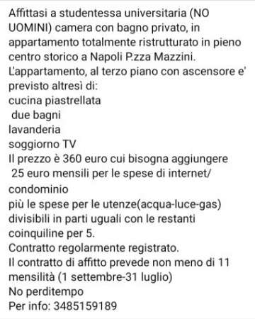 Foto Affittasi camera a studentessa universitaria