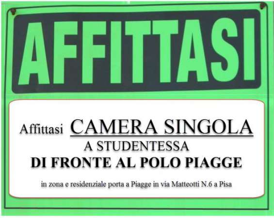 Foto CAMERA SINGOLA AFFITTASI DA GANNAIO A RAGAZZA STUDENTESSA